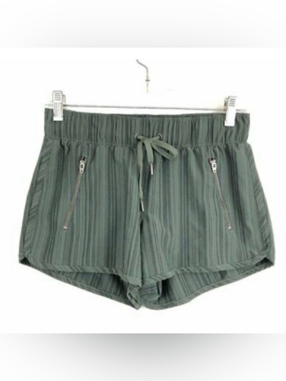 ATHLETA Olive Green Stripe Sway Running Workout Shorts 438884 Size XS